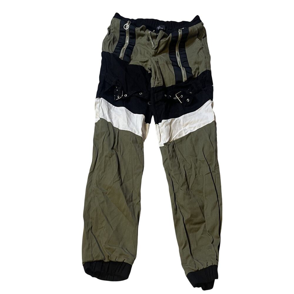 Hot & Delicious Womens Regular Fit Block Olive Cambo Jogger Pants Small